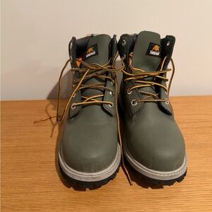 Timberland Boys Olive Boots with Orange Accents